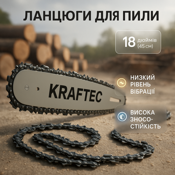 creative_1783265510_248.png Комплект шина 45 см + 2 ланцюги 18 дюймів 72 ланки для бензопили, із міцної сталі для довговічності та надійності