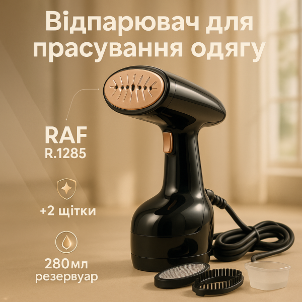 creative_1789075417_578.png Відпарювач ручний RAF R.1285 Праска з парою для вертикального прасування одягу 1600 Вт