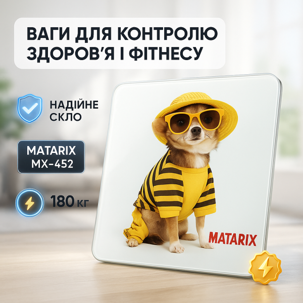 Ваги підлогові MATARIX MX-452 180 кг, Ваги підлогові для вимірювання маси тіла електронні, пес