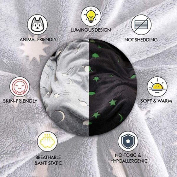 cuafiaucaviauca.jpg Плед, що світиться в темряві, плюшеве покривало Blanket kids Magic Star 150х100 см флісова ковдра Gray