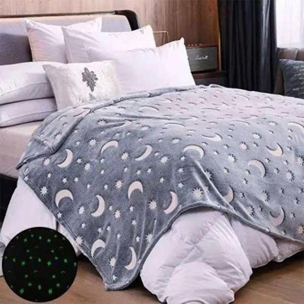 cuafivakjuvfi.jpg Плед, що світиться в темряві, плюшеве покривало Blanket kids Magic Star 150х100 см флісова ковдра Gray