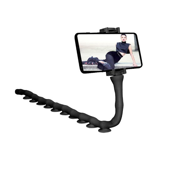 cufvycuvfsauc.jpg Гнучкий тримач для телефону з універсальними присосками Cute Worm Lazy Holder. Колір: чорний