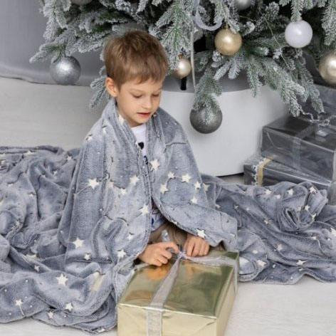 cuifavejcuaivucj.jpg Плед, що світиться в темряві, плюшеве покривало Blanket kids Magic Star 150х100 см флісова ковдра Gray