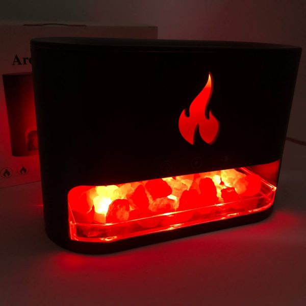cuivirpkvrkvirv.jpg Лампа зволожувач повітря Docsal Flame 3 в 1 з соляним камінням, Портативний зволожувач лампа чорна