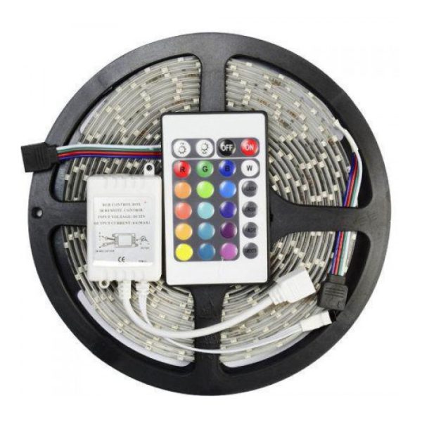 cvfysauvfcy.jpg Світлодіодна стрічка SMD 5050 RGB LED 5 м IP65 з пультом та блоком живлення 220v, 5м, Стрічка світлодіодна 5050