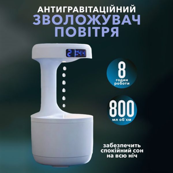e3uayvfpkkyfpyf.jpg Антигравітаційний крапельний зволожувач повітря із зворотним потоком UKC Anti Gravity Humidifier 800 мл 5 Вт