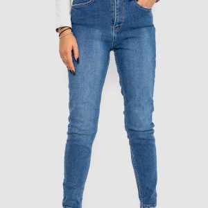 Джинси жіночі Mom-fit стрейч, колір синій, 244R1162