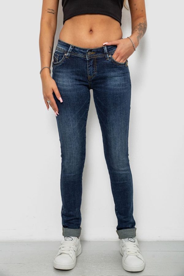 Джинси жіночі однотонні Skinny, колір синій, 244RSH9518 Джинси жіночі однотонні Skinny, колір синій, 244RSH9518