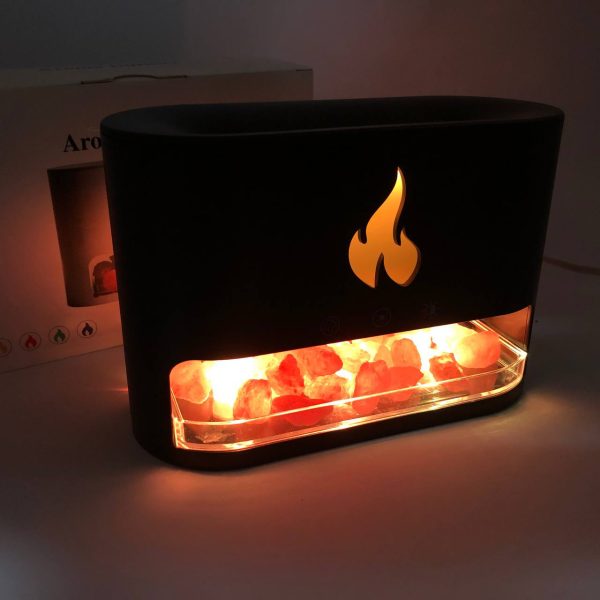 euivprvarkviv.jpg Лампа зволожувач повітря Docsal Flame 3 в 1 з соляним камінням, Портативний зволожувач лампа чорна