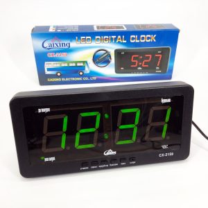 hresdfhrgdgdsasda.jpg Годинник електронний Caixing CX 2159 12В 220В Настільні Настінні Будильник Чорний корпус Зелені цифри