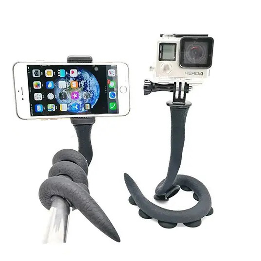 jcvfym3jcf.jpg Гнучкий тримач для телефону з універсальними присосками Cute Worm Lazy Holder. Колір: чорний