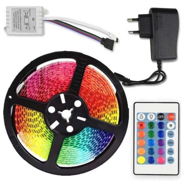k3ujcva3ujcfyv.jpg Світлодіодна стрічка SMD 5050 RGB LED 5 м IP65 з пультом та блоком живлення 220v, 5м, Стрічка світлодіодна 5050
