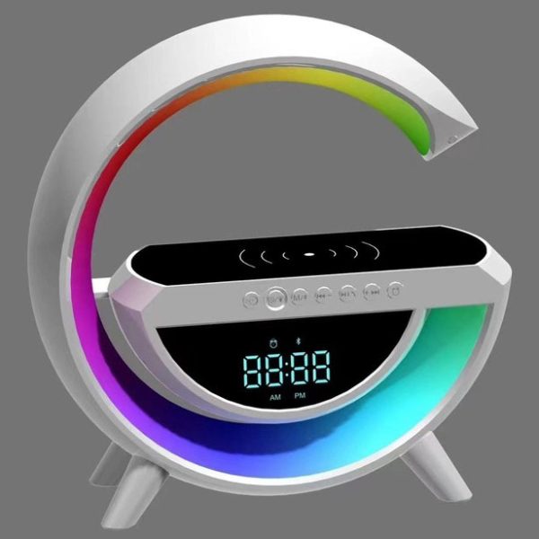 kcfayvaukcafyv.jpg Настільна смарт лампа-нічник G-Smart BT-3401 з бездротовою зарядкою, колонкою та годинником White