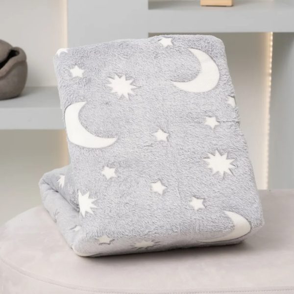 kjcfyvape4k3cfyv.jpg Плед, що світиться в темряві, плюшеве покривало Blanket kids Magic Star 150х100 см флісова ковдра Gray