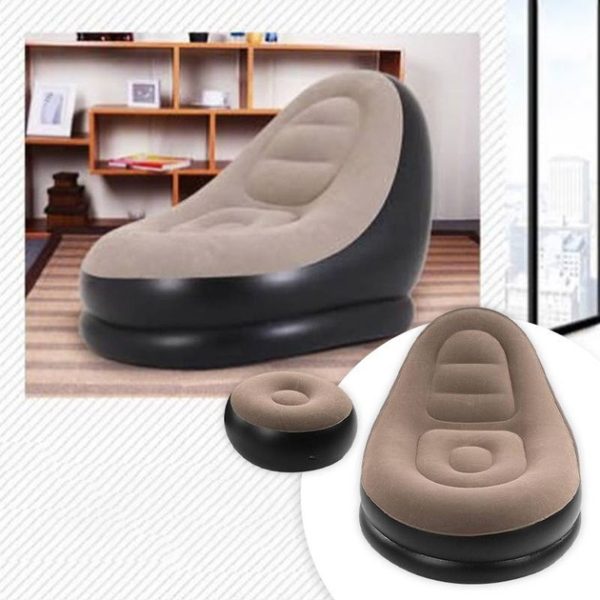 kpchpavchrkvrkvak.jpg Надувне крісло з пуфом для відпочинку AIR SOFA велюрове Brown