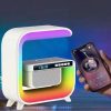 Нічний акумуляторний RGB G3 з бездротовою зарядкою 15W Bluetooth колонка Настільна смарт лампа White