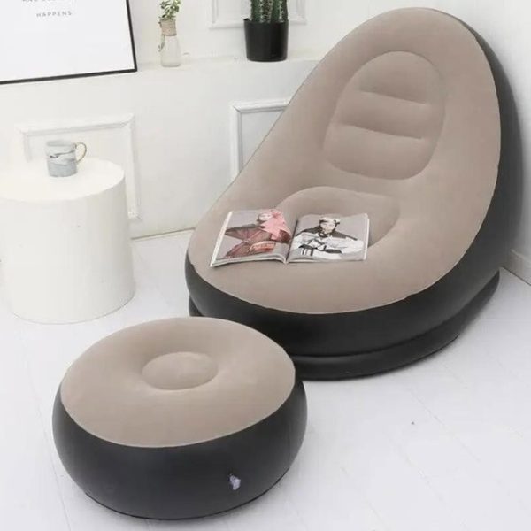 nkvakpapvya.jpg Надувне крісло з пуфом для відпочинку AIR SOFA велюрове Brown