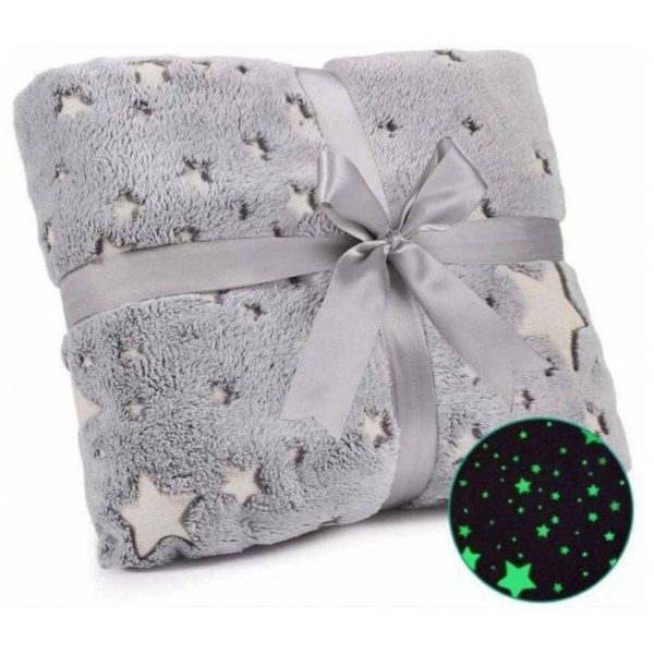 pcufivkjkcvafi.jpg Плед, що світиться в темряві, плюшеве покривало Blanket kids Magic Star 150х100 см флісова ковдра Gray