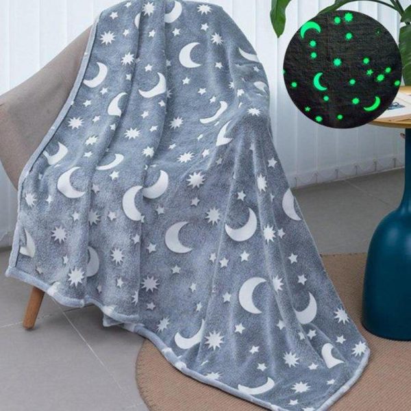 pkcuaifvsucaviivf.jpg Плед, що світиться в темряві, плюшеве покривало Blanket kids Magic Star 150х100 см флісова ковдра Gray