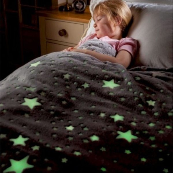 pkcuaivfcjufvif.jpg Плед, що світиться в темряві, плюшеве покривало Blanket kids Magic Star 150х100 см флісова ковдра Gray