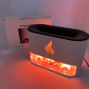 pkivpifpivpifpui.jpg Лампа зволожувач повітря Docsal Flame 3 в 1 з соляним камінням, Портативний зволожувач лампа біла
