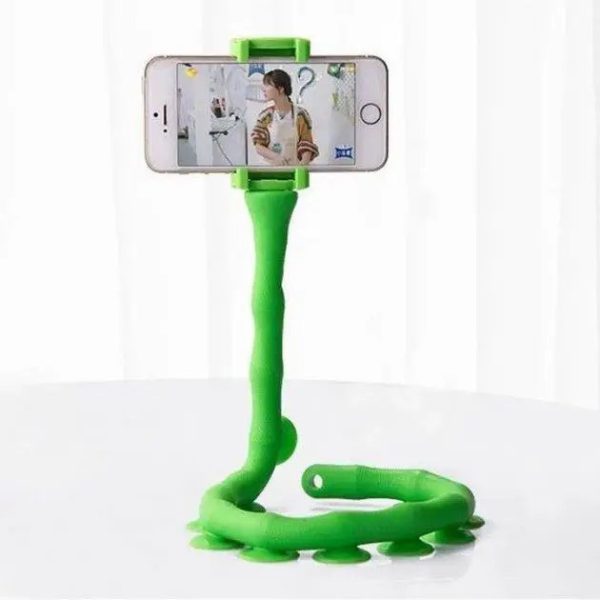 qewdafrewqasdds.jpg Гнучкий тримач для телефону з універсальними присосками Cute Worm Lazy Holder. Колір: зелений