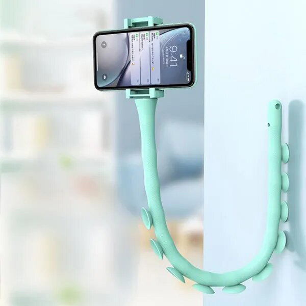 qwdsvweqdfwe.jpg Гнучкий тримач для телефону з універсальними присосками Cute Worm Lazy Holder. Колір: зелений
