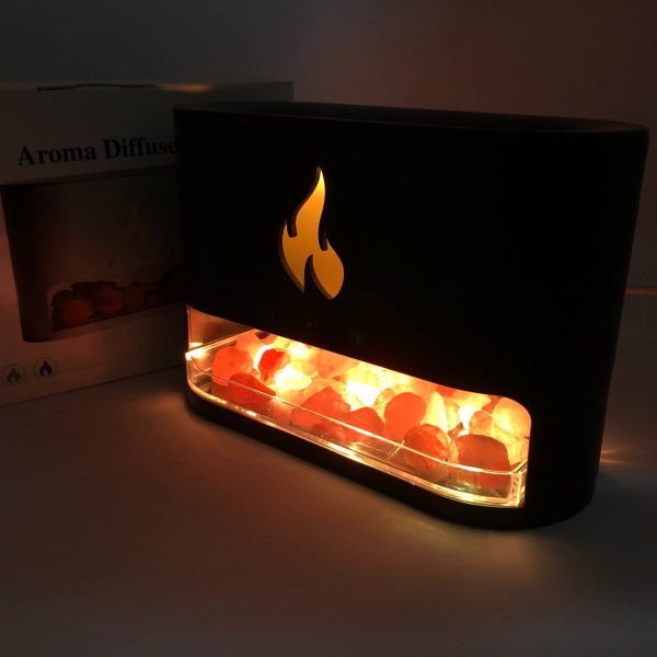 reivrvairv.jpg Лампа зволожувач повітря Docsal Flame 3 в 1 з соляним камінням, Портативний зволожувач лампа чорна