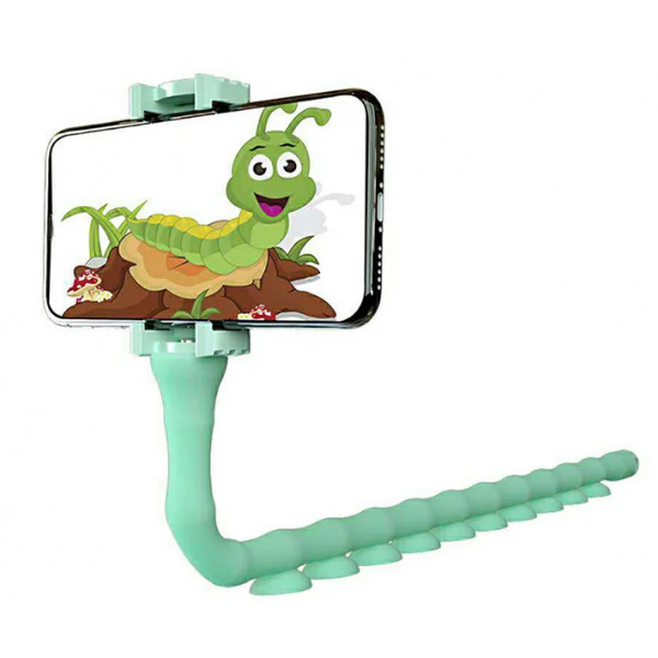 rfwsdvvewvrsvdsadf.jpg Гнучкий тримач для телефону з універсальними присосками Cute Worm Lazy Holder. Колір: зелений