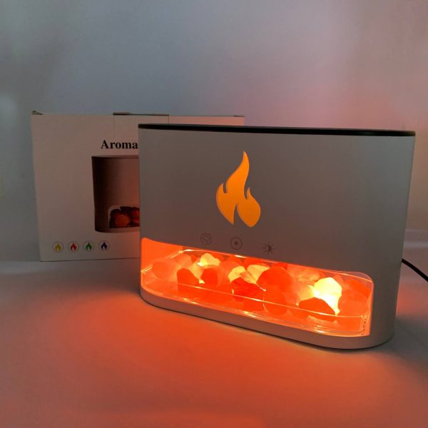 rkpvipivpeufu.jpg Лампа зволожувач повітря Docsal Flame 3 в 1 з соляним камінням, Портативний зволожувач лампа біла