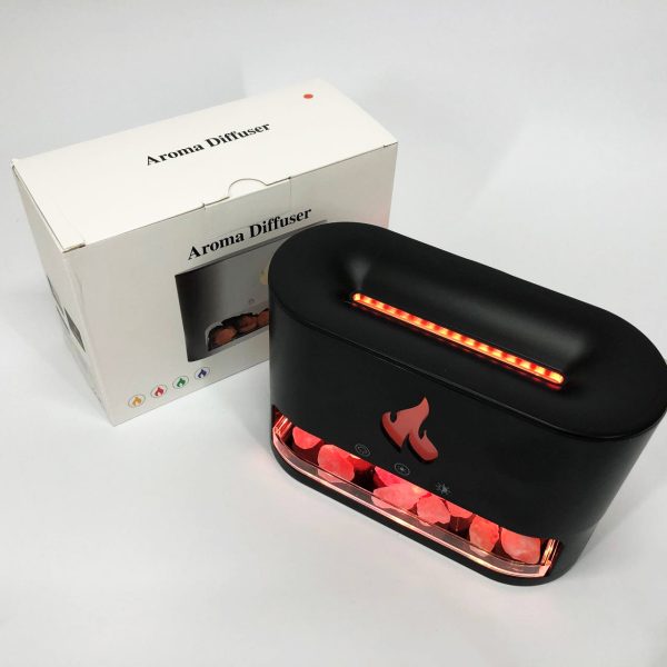 rkvairvaikv.jpg Лампа зволожувач повітря Docsal Flame 3 в 1 з соляним камінням, Портативний зволожувач лампа чорна