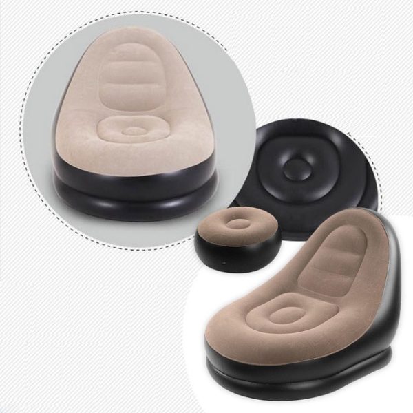 rkvarakviiapyaapyv.jpg Надувне крісло з пуфом для відпочинку AIR SOFA велюрове Brown