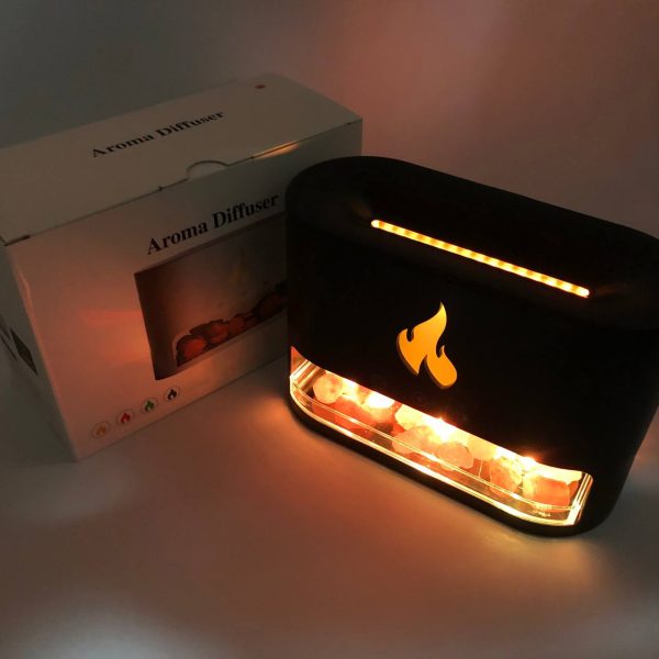 rkvarvairvrv.jpg Лампа зволожувач повітря Docsal Flame 3 в 1 з соляним камінням, Портативний зволожувач лампа чорна