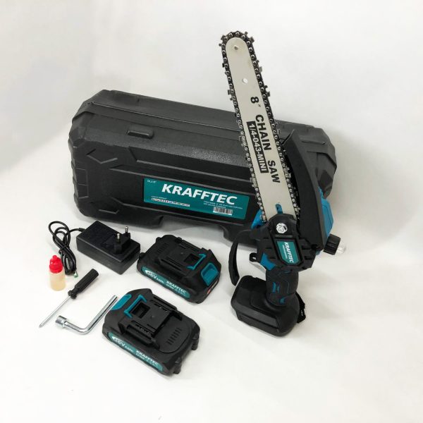 t4egsdfghfdrgdfgsdf.jpg Акумуляторна ланцюгова міні пила 20 см у кейсі Krafftec (36V 4 Ач) + 2 акумулятори та індикатором заряду