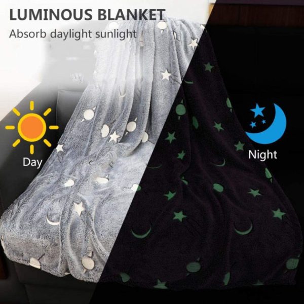 ucaivpkucvccjvj.jpg Плед, що світиться в темряві, плюшеве покривало Blanket kids Magic Star 150х100 см флісова ковдра Gray