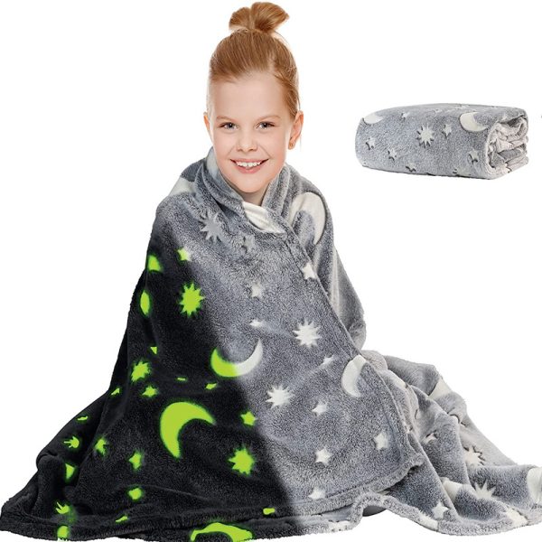 ucvfyk3jcufvy.jpg Плед, що світиться в темряві, плюшеве покривало Blanket kids Magic Star 150х100 см флісова ковдра Gray