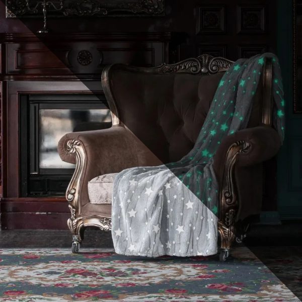 uvfyap3jucfy.jpg Плед, що світиться в темряві, плюшеве покривало Blanket kids Magic Star 150х100 см флісова ковдра Gray