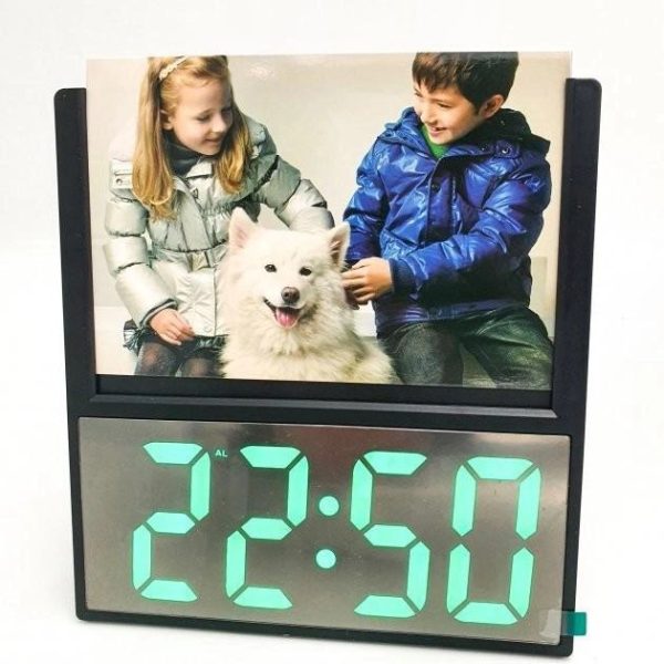 wadscvgfdvs.jpg Електронний дротовий настільний цифровий годинник DS-6608 з фоторамкою, зелене підсвічування Black