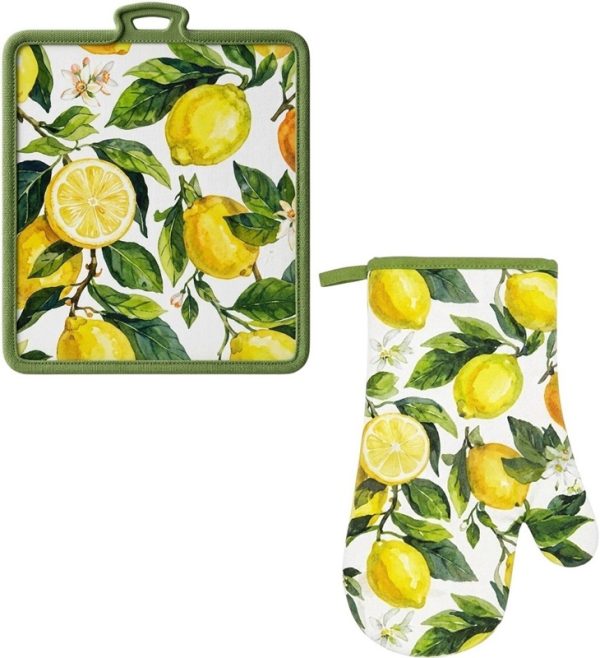 Набір прихваток для кухні Ardesto Sicilian lemons ART14FL 2 предмети Набір прихваток для кухні Ardesto Sicilian lemons ART14FL 2 предмети