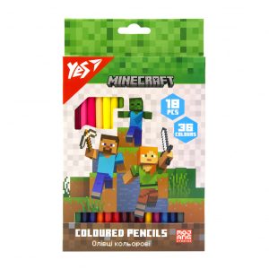 Набір двосторонніх кольорових олівців YES Minecraft 290768 36 кольорів Набір двосторонніх кольорових олівців YES Minecraft 290768 36 кольорів