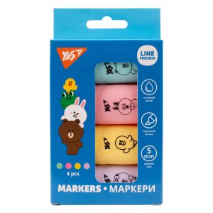 Набір текстових маркерів YES Line Friends 390711 4 шт Набір текстових маркерів YES Line Friends 390711 4 шт