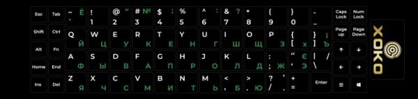Наклейка на клавіатуру Українська/Англійська/Російська XoKo XK-KB-STCK-MD 68 клавіш Наклейка на клавіатуру Українська/Англійська/Російська XoKo XK-KB-STCK-MD 68 клавіш