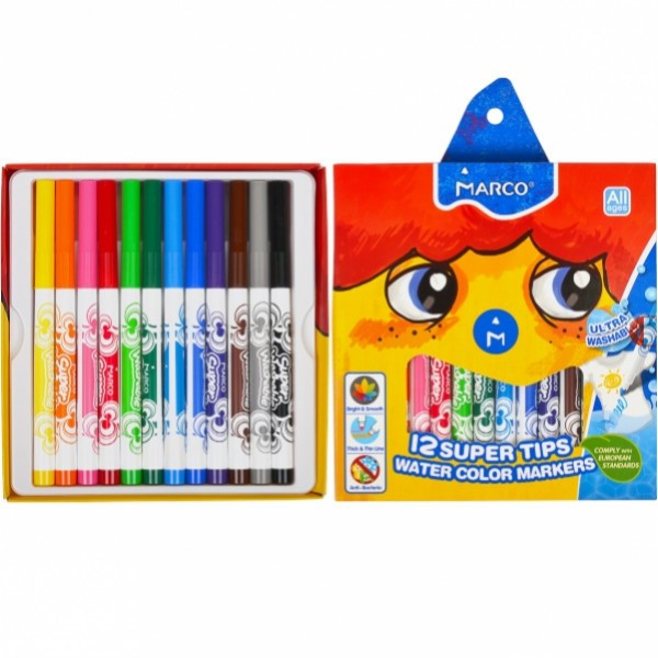 Набір фломастерів Marco Super Washable 1630-12CB 12 кольорів Набір фломастерів Marco Super Washable 1630-12CB 12 кольорів