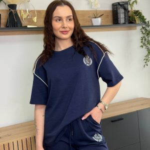 Костюм жіночий літній з котону Fashion 188 20566 S темно-синій Костюм жіночий літній з котону Fashion 188 20566 S темно-синій