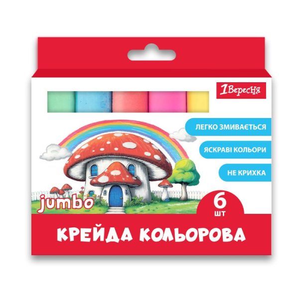 Крейда кольорова 1Вересня Classic JUMBO 400557 6 кольорів Крейда кольорова 1Вересня Classic JUMBO 400557 6 кольорів