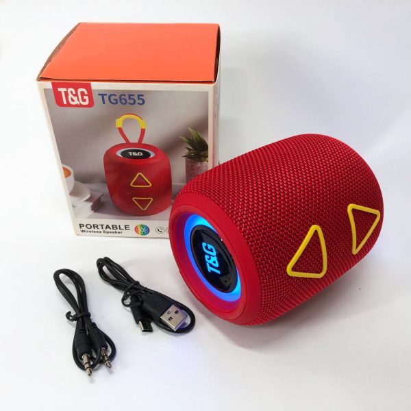 Портативна колонка TG655 5W з RGB підсвічуванням та ремінцем, бездротова колонка потужна. Колір: червоний Портативна колонка TG655 5W з RGB підсвічуванням та ремінцем, бездротова колонка потужна. Колір: червоний