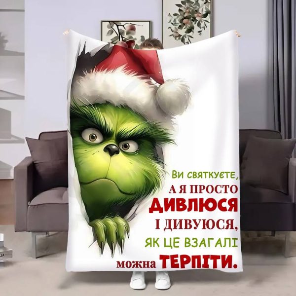Плед 3D Грінч Новорічний подарунок 17760 135х160 см Плед 3D Грінч Новорічний подарунок 17760 135х160 см