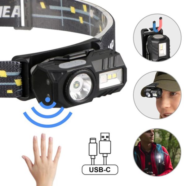 Ліхтар налобний T131-XPE+3SMD з датчиком руху, Налобний ліхтар для туризму риболовлі та полювання Ліхтар налобний T131-XPE+3SMD з датчиком руху, Налобний ліхтар для туризму риболовлі та полювання