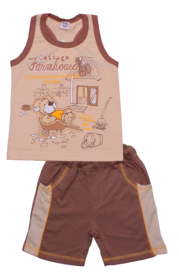 Комплект літній для хлопчика Valeri Tex 1698-75-126 104 см бежевий Комплект літній для хлопчика Valeri Tex 1698-75-126 104 см бежевий