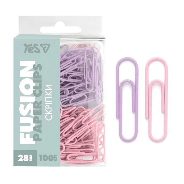 Скріпки канцелярські YES Fusion 140227 28 мм 100шт Скріпки канцелярські YES Fusion 140227 28 мм 100шт